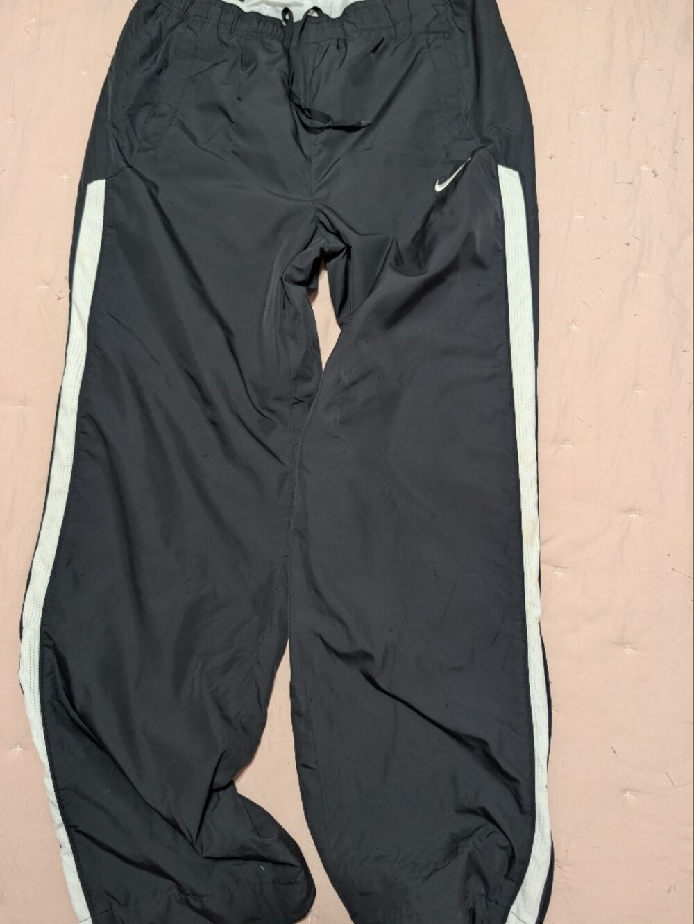 Vintage Y2K Nike Black Joggers with White Side Panels